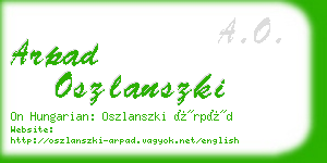 arpad oszlanszki business card